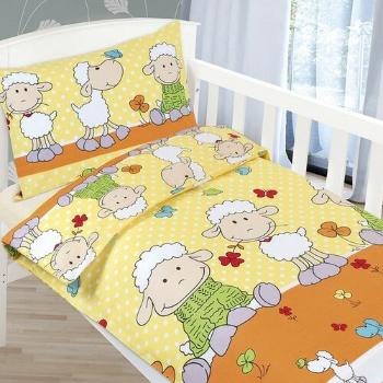 Bellatex Dziecięca pościel bawełniana do łóżeczka Agata – Owieczki, 90 x 135 cm, 45 x 60 cm