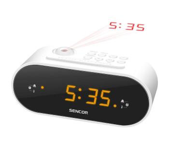 Sencor - Radiobudzik z wyświetlaczem LED i projektorem 5W/230V biały