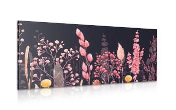 Obraz odmiany trawy w kolorze różowym - 100x50