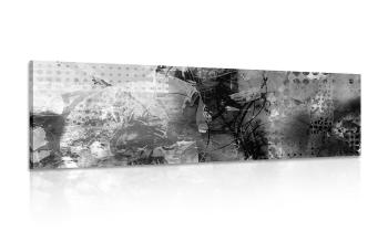 Obraz nowoczesne malarstwo medialne w wersji czarno-białej - 150x50