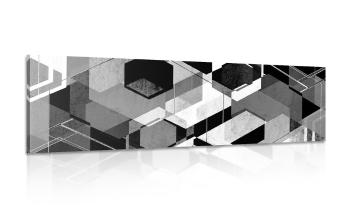 Obraz abstrakcyjna geometria w wersji czarno-białej - 120x40