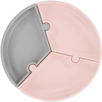 Minikoioi Puzzle Pinky Pink/ Powder Grey dzielony talerz z przyssawką