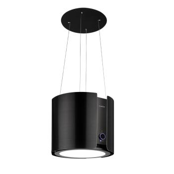 Klarstein Skyfall Smart, okap kuchenny wyspowy, pochłaniacz, Ø 45 cm, 402 m³/h, LED, stal nierdzewna, kolor czarny