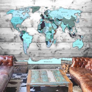 Tapeta samoprzylepna turkusowa mapa świata - Mapa świata: Niebieskie kontynenty