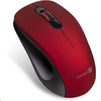 Bezprzewodowa cicha mysz optyczna CONNECT IT &quot;MUTE&quot;, USB, (+ 1x baterie AA bez baterii), czerwona
