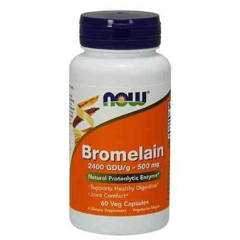 NOW Bromelain (Bromelina) - 60vcapsZdrowie i uroda > Poprawa Metabolizmu / Trawienia