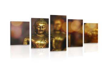 5-częściowy obraz Budda z abstrakcyjnym tłem