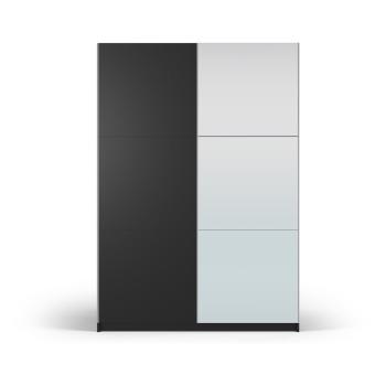 Czarna szafa z lustrem i drzwiami przesuwnymi 151x215 cm Lisburn – Cosmopolitan Design