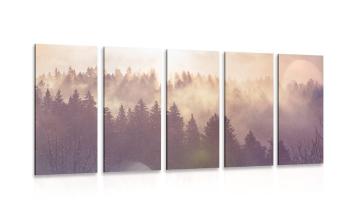 5-częściowy obraz mgła nad lasem