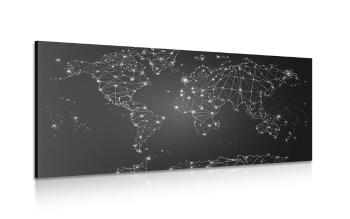 Obraz czarno-biała mapa świata - 120x60