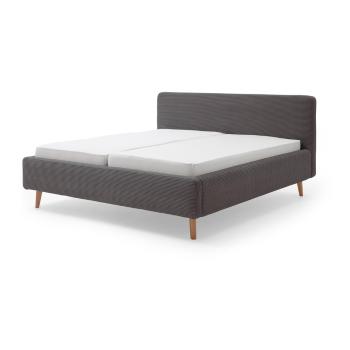 Szare sztruksowe łóżko dwuosobowe Meise Möbel Mattis Cord, 180x200 cm