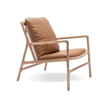 Brązowo-naturalny fotel skórzany Dedo – Gazzda