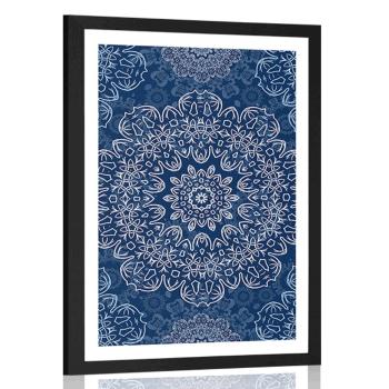 Plakat z passe-partout niebieska Mandala z abstrakcyjnym wzorem - 30x45 black