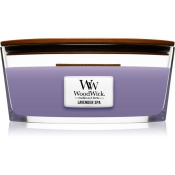 Woodwick Lavender Spa świeczka zapachowa z drewnianym knotem (hearthwick) 453 g