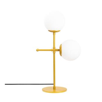 Biała lampa stołowa z elementami w kolorze złota Opviq lights Mudoni