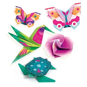 Zestaw 24 sztuk z origami z instrukcją Djeco Neon Tropics