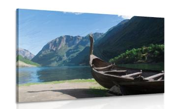Obraz drewniana łódź wikingów - 60x40