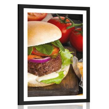 Plakat z passe-partout amerykański hamburger - 20x30 white