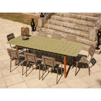 Zielono-brązowy metalowy zestaw mebli ogrodowych dla 8 osób Alicante − Ezeis