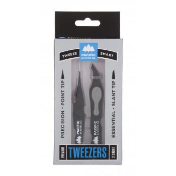 Pacific Shaving Co. Tweeze Smart Premium Tweezers zestaw Skośna pęseta 1 szt + Pęseta ze szpiczasą końcówką 1 szt dla mężczyzn