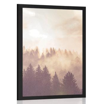 Plakat mgła nad lasem - 30x45 black