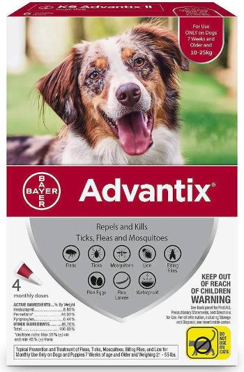 BAYER ADVANTIX Roztwór do nakrapiania dla psów od 10 do 25 kg (4 x 2,5 ml)