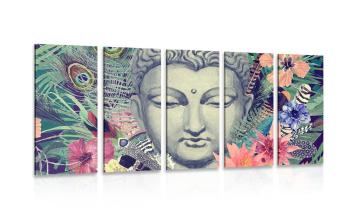 5-częściowy obraz Budda na egzotycznym tle - 100x50