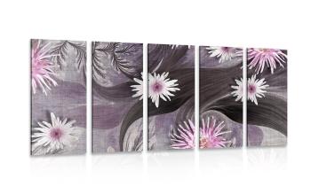 5-częściowy obraz kwiaty na pięknym tle - 100x50