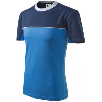 Dwukolorowa bawełniana koszulka, jasny niebieski, M