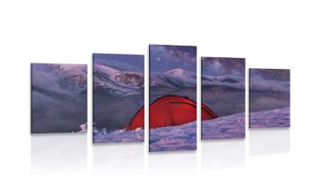 5-częściowy obraz namiot pod nocnym niebem - 100x50