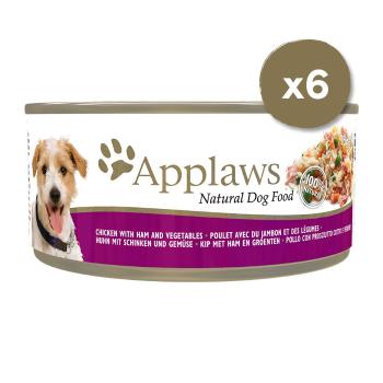 APPLAWS Dog Tin 6 x 156 g mokra karma dla psa z piersią z kurczaka, szynką i warzywami
