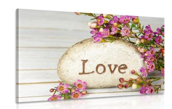 Obraz z napisem Love na kamieniu - 60x40