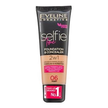 Eveline Selfie Time 2in1 Foundation & Concealer 06 Honey podkład o przedłużonej trwałości 2w1 30 ml