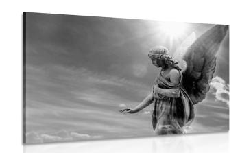 Obraz piękny czarno-biały anioł na niebie - 90x60