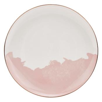 Zestaw 2 różowo-białych porcelanowych talerzyków deserowych Westwing Collection Rosie, ø 21 cm