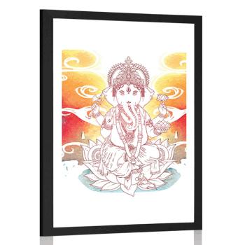 Plakat z passe-partout hinduski Ganesha - 30x45 black