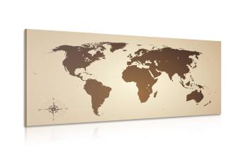 Obraz mapa świata w odcieniach brązu - 120x60