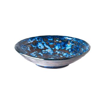 Niebieski głęboki talerz ceramiczny MIJ Copper Swirl, ø 24 cm