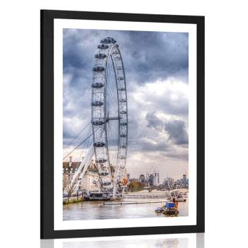 Plakat z passe-partout wyjątkowy Londyn i Tamiza - 40x60 silver