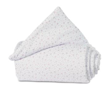 babybay ®Nestchen Organic Cotton Maxi, box spring, Comfort białe błyszczące gwiazdy różowe 157x24 cm