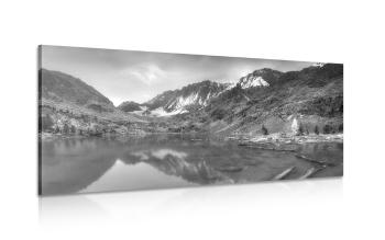Obraz majestatyczne góry w wersji czarno-białej