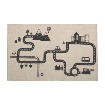 Beżowo-czarny dywan dziecięcy z bawełny organicznej Kave Home Nisi, 75x120 cm