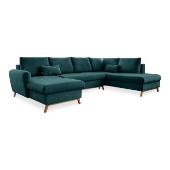 Turkusowa rozkładana sofa w kształcie litery "U" Miuform Scandic Lagom, prawostronna