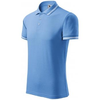 Męska koszulka polo w kontrastowym kolorze, niebieskie niebo, L