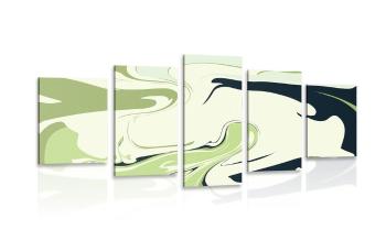 5-częściowy obraz abstrakcyjny wzór z materiałów zielony - 200x100