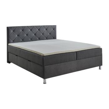 Ciemnoszare łóżko boxspring ze schowkiem 180x200 cm Leo − Meise Möbel