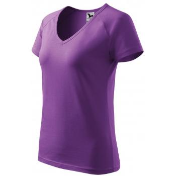 Damska koszulka slim fit z raglanowym rękawem, purpurowy, XS