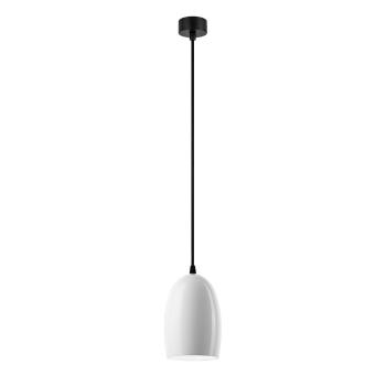 Biała lampa wisząca z połyskiem z czarnym kablem Sotto Luce Ume