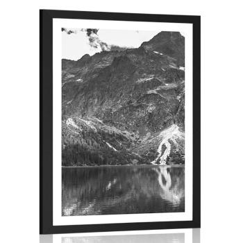 Plakat z passe-partout Morskie oko w Tatrach w czerni i bieli - 60x90 white