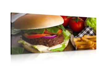 Obraz amerykański hamburger - 120x60